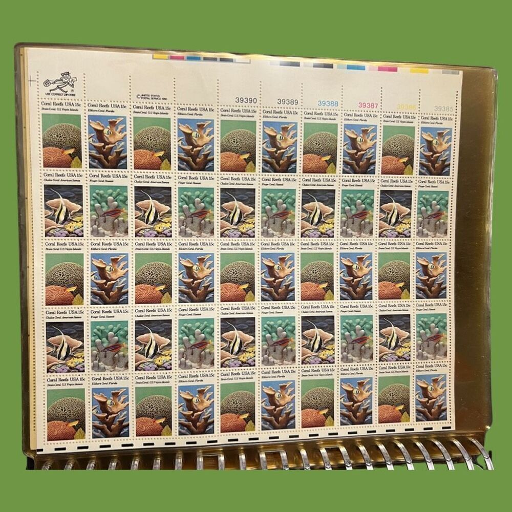MNH Scott 1989  #1827-30 Coral Reefs Stamps Sheet of 50 15 Cent Stamps